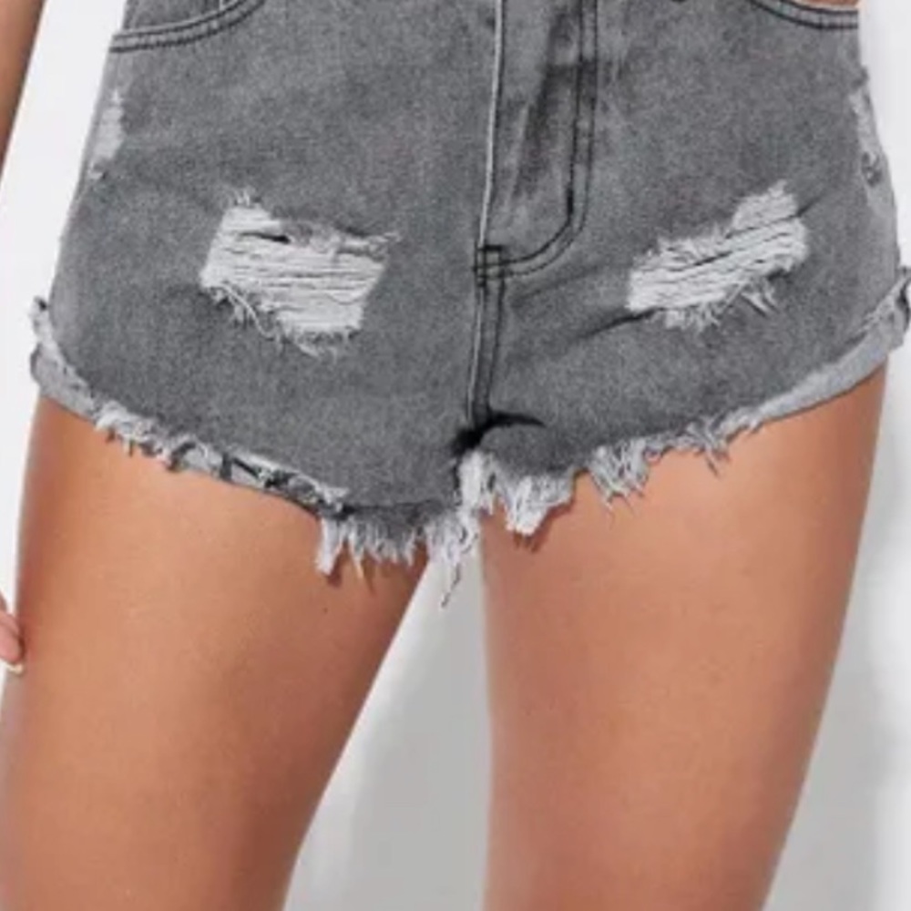 Flying monkey distressed denim shorts